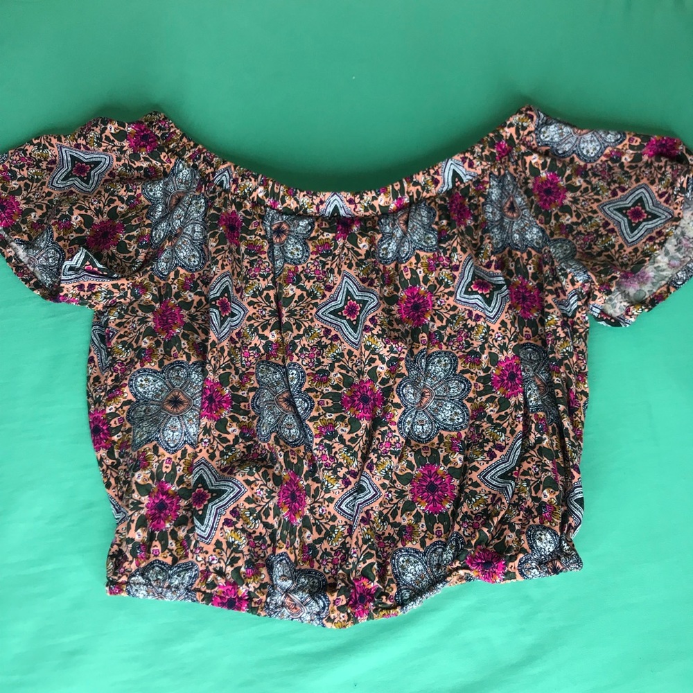 Off the shoulder floral crop top